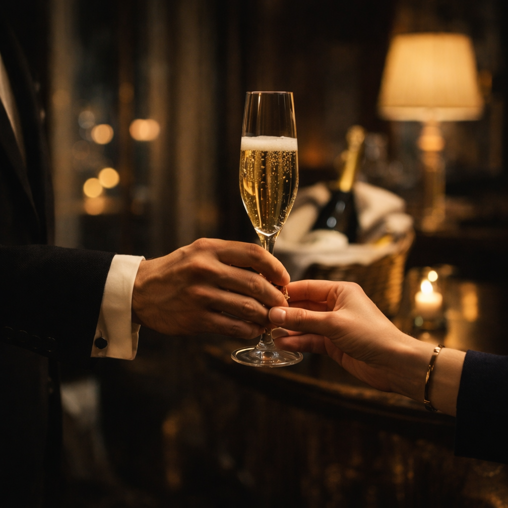 Service ultra-personnalisé dans le luxe moderne illustré par une attention discrète et humaine